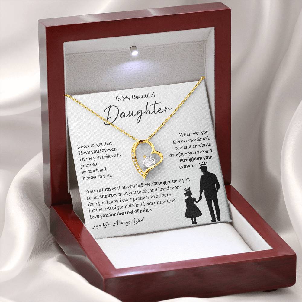 To My Daughter (From Dad) - Straighten Your Crown - Forever Love Necklace