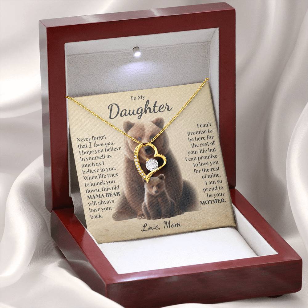 To My Daughter (From Mom) - This Old Mama Bear - Forever Love Necklace