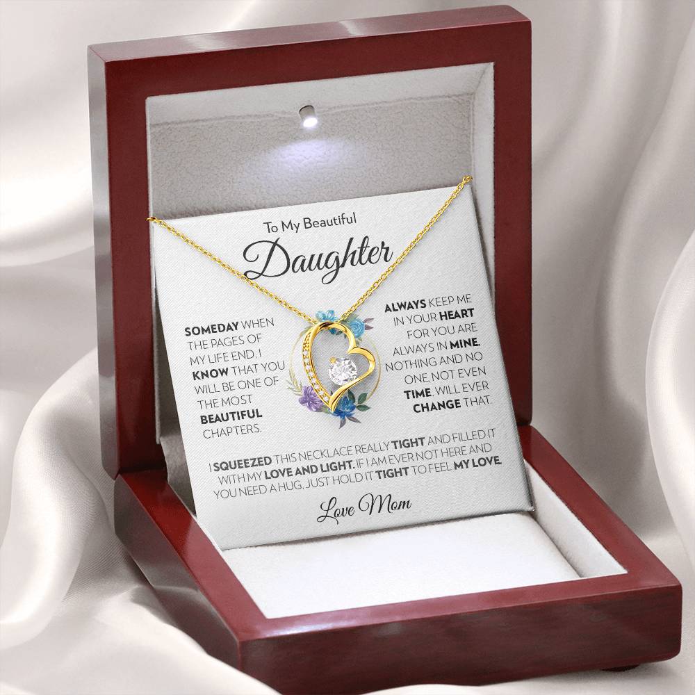To My Beautiful Daughter (From Mom) - Always Keep Me In Your Heart - Forever Love Necklace