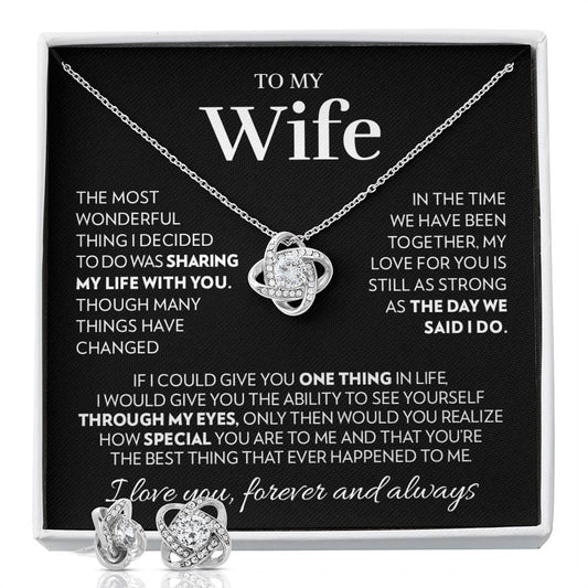 To My Wife - Together - Love Knot Necklace & Earrings Set