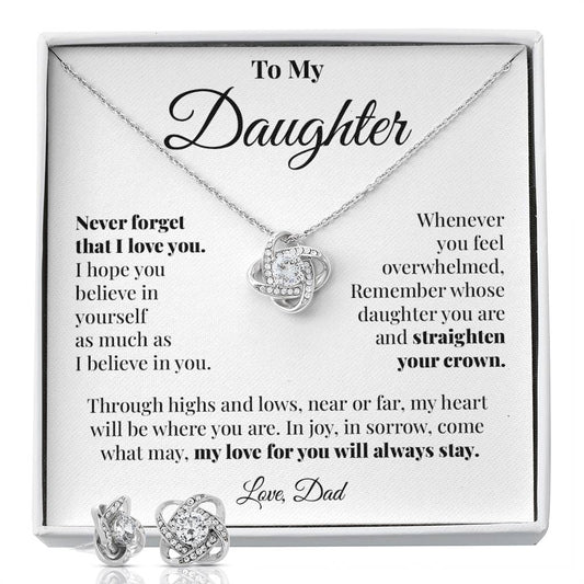 To Daughter (From Dad) - Highs and Lows - Love Knot Necklace & Earrings Set