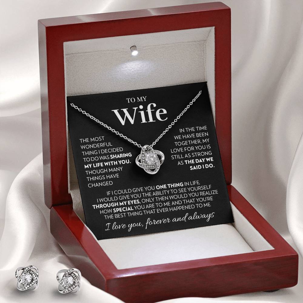 To My Wife - Together - Love Knot Necklace & Earrings Set