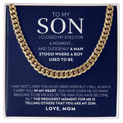 Son (From Mom) - I Closed My Eyes - Cuban Link Chain Necklace