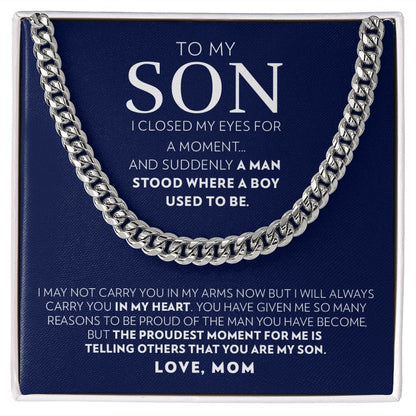 Son (From Mom) - I Closed My Eyes - Cuban Link Chain Necklace
