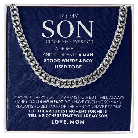 Son (From Mom) - I Closed My Eyes - Cuban Link Chain Necklace