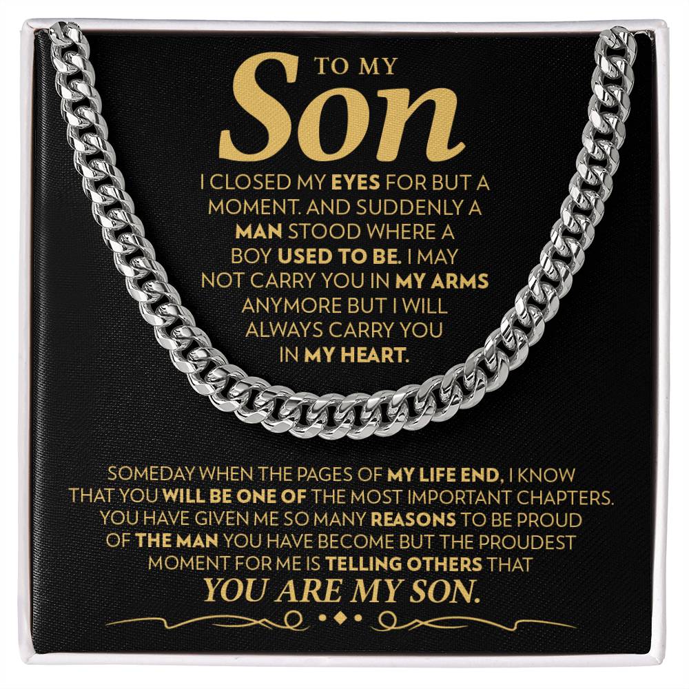 To My Son - Proudest Moment - Cuban Link Chain Necklace