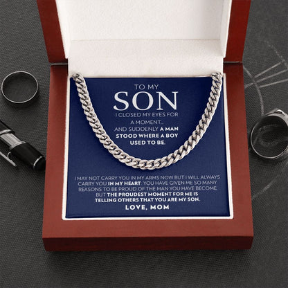 Son (From Mom) - I Closed My Eyes - Cuban Link Chain Necklace