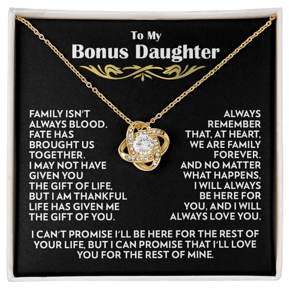 To My Bonus Daughter - Family Forever - Love Knot Necklace