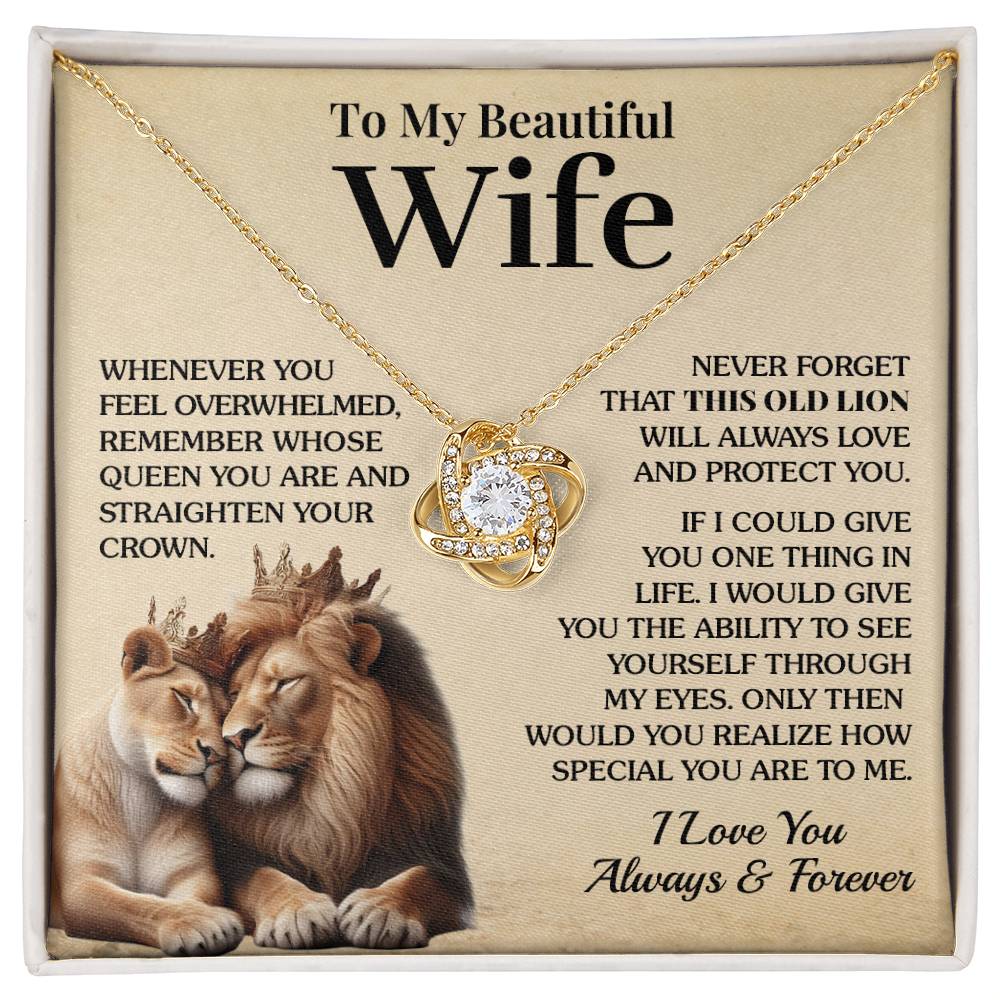 To My Beautiful Wife - Love And Protect - Love Knot Necklace