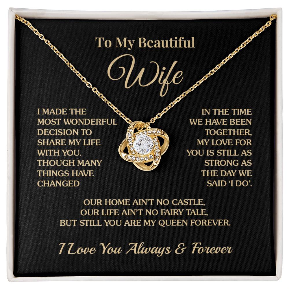 To My Wife - Queen - Love Knot Necklace