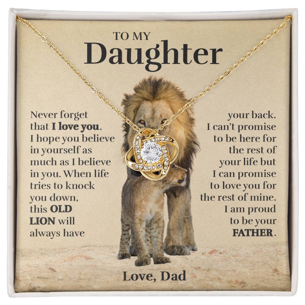To My Daughter (From Dad) - Proud Old Lion - Love Knot Necklace