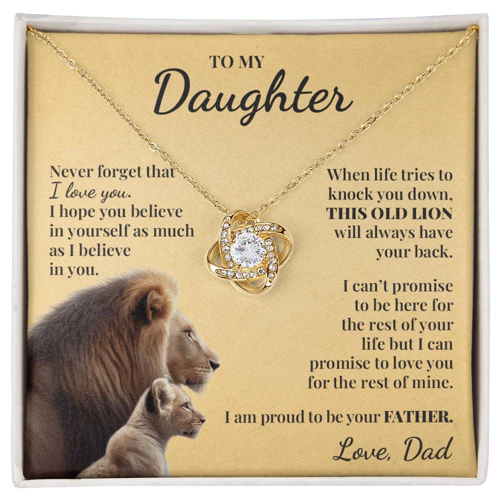 To My Daughter (From Dad) - Proud Old Lion - Love Knot Necklace