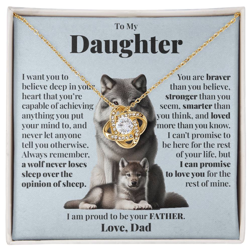 To Daughter (From Dad) - A Wolf - Love Knot Necklace