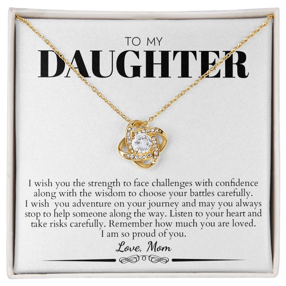 To My Daughter (from Mom) - Listen To Your Heart - Love Knot Necklace