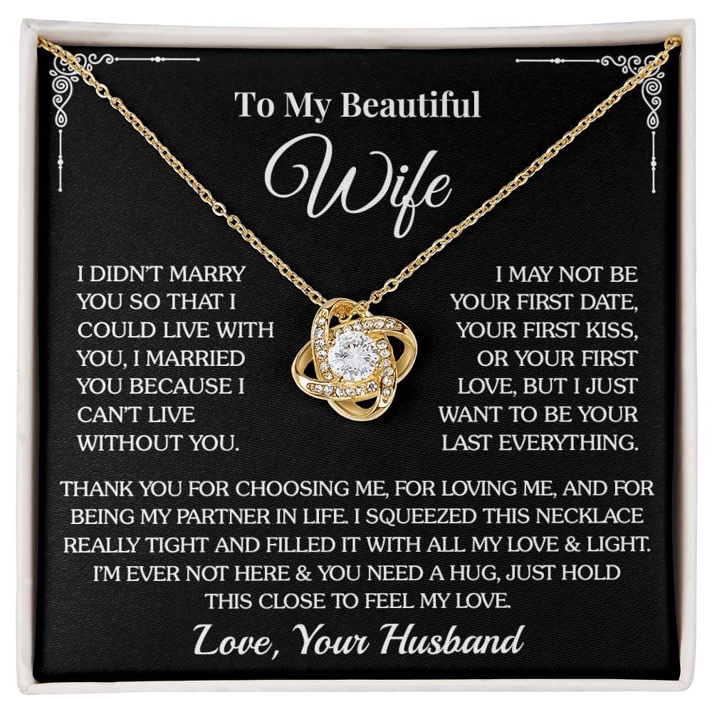 To My Wife - Thank You - Love Knot Necklace