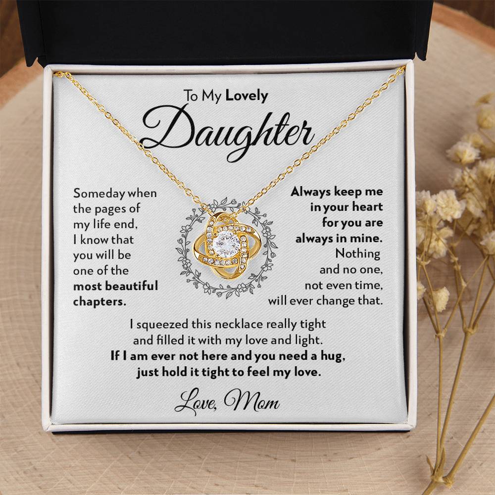 To My Daughter (From Mom) - Feel My Love - Love Knot Necklace