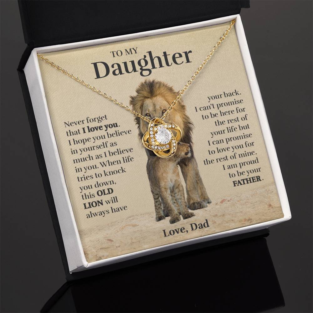 To My Daughter (From Dad) - Proud Old Lion - Love Knot Necklace