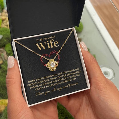 Wife - Light of My Life - Love Knot Necklace