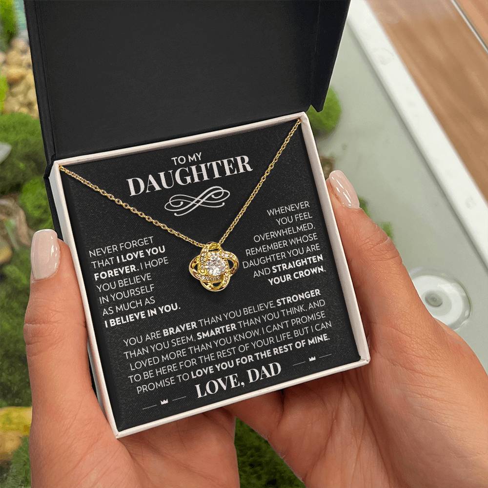 To My Daughter (From Dad) - Never Forget That I Love You - Love Knot Necklace