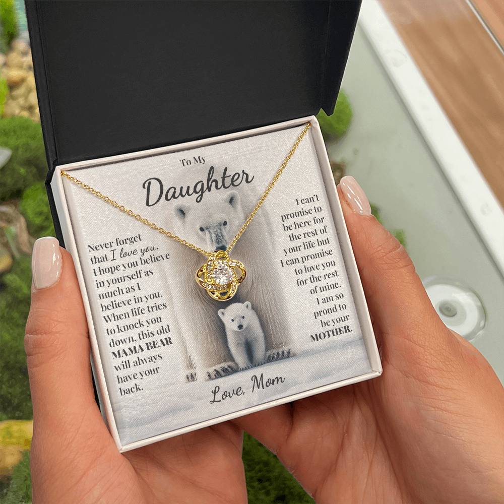 To My Daughter (From Mom) - This Old Mama Bear - Love Knot Necklace