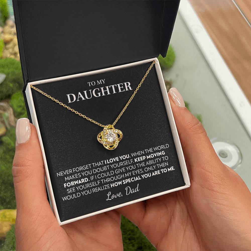 To My Daughter (From Dad) - Keep Moving Forward - Love Knot Necklace
