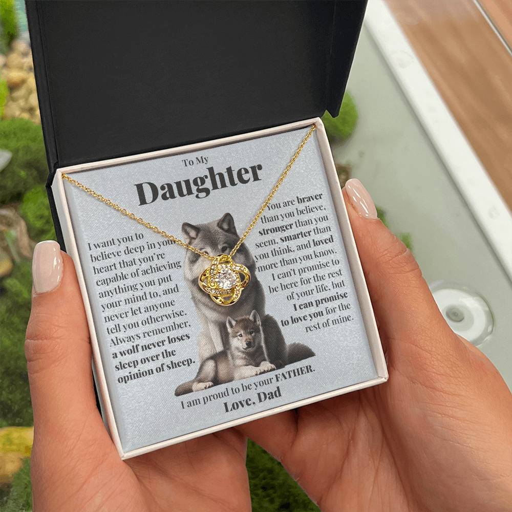 To Daughter (From Dad) - A Wolf - Love Knot Necklace