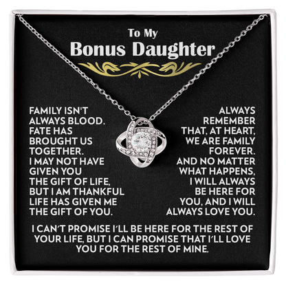 To My Bonus Daughter - Family Forever - Love Knot Necklace