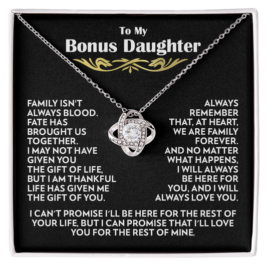 To My Bonus Daughter - Family Forever - Love Knot Necklace