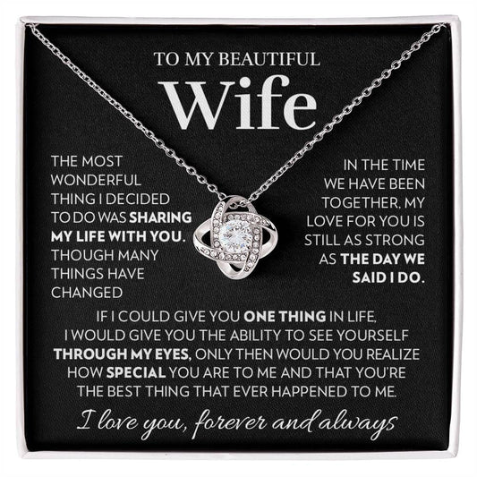 To My Beautiful Wife - Together - Love Knot Necklace