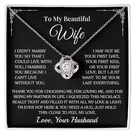 To My Wife - Thank You - Love Knot Necklace