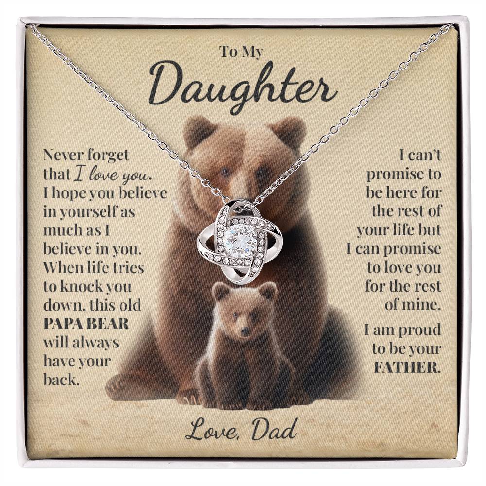 To My Daughter (From Dad) - This Old Papa Bear - Love Knot Necklace