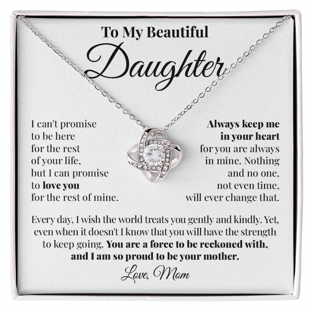 To Daughter (From Mom) - Strength - Love Knot Necklace