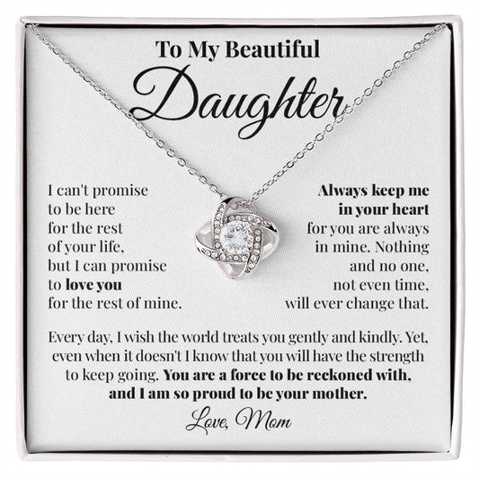 To Daughter (From Mom) - Strength - Love Knot Necklace