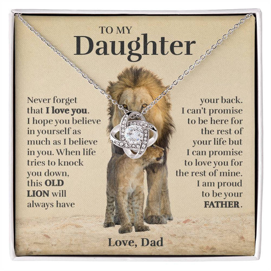 To My Daughter (From Dad) - Proud Old Lion - Love Knot Necklace