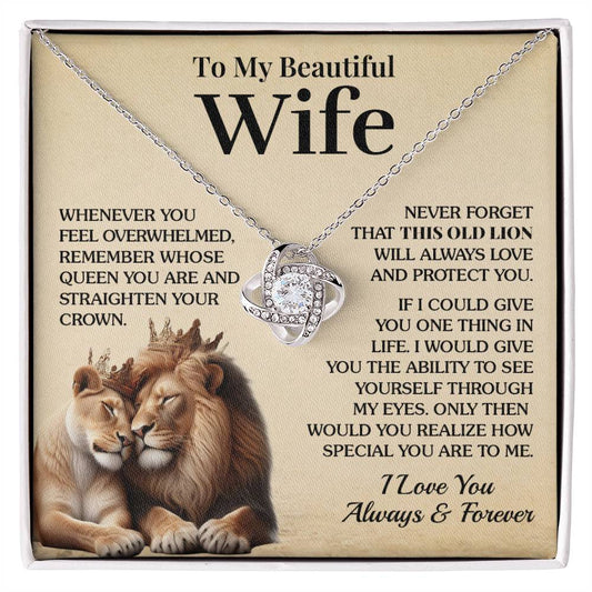 To My Beautiful Wife - Love And Protect - Love Knot Necklace