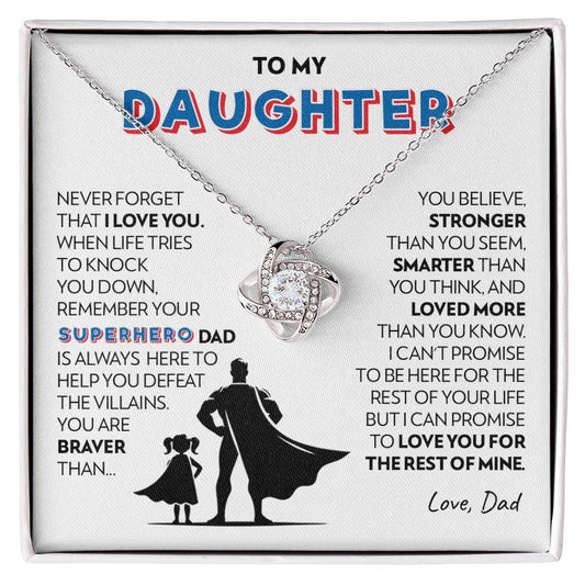 To Daughter (From Dad) - Superhero - Love Knot Necklace