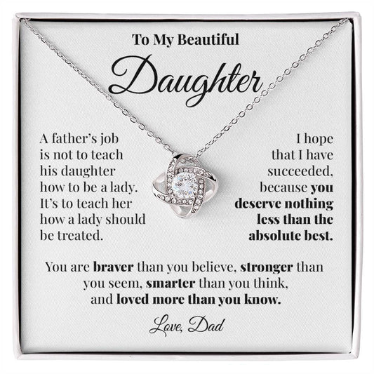 To Daughter (From Dad) - Father's Job - Love Knot Necklace