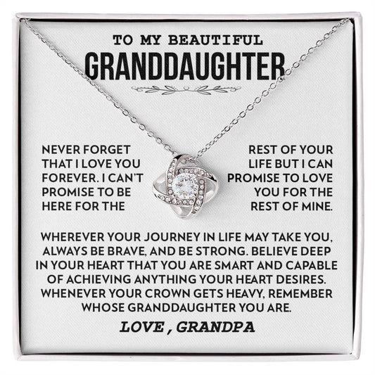 To My Granddaughter (from Grandpa) - Never Forget That I Love You - Love Knot Necklace