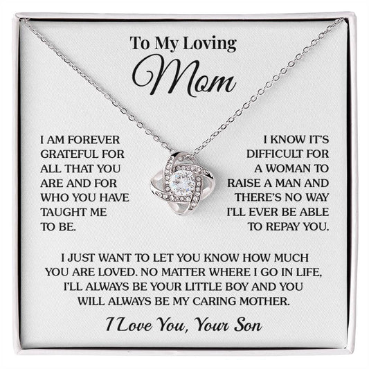 To Mom (From Son) - Grateful - Love Knot Necklace