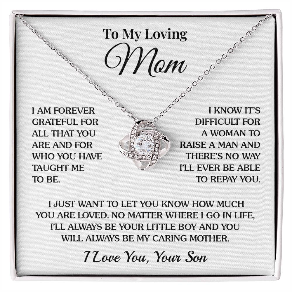 To Mom (From Son) - Grateful - Love Knot Necklace