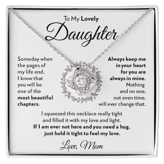 To My Daughter (From Mom) - Feel My Love - Love Knot Necklace