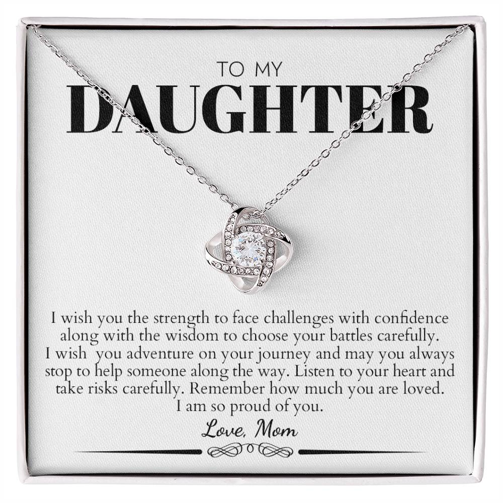 To My Daughter (from Mom) - Listen To Your Heart - Love Knot Necklace