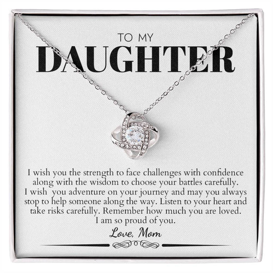 To My Daughter (from Mom) - Listen To Your Heart - Love Knot Necklace