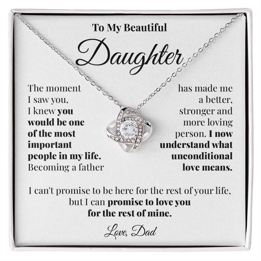 To Daughter (From Dad) - Unconditional Love - Love Knot Necklace