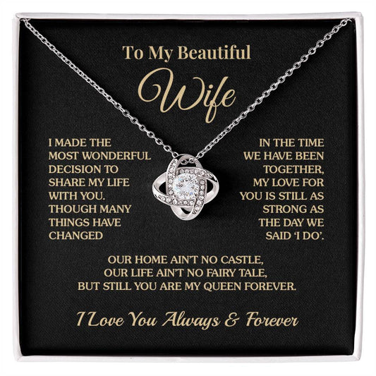 To My Wife - Queen - Love Knot Necklace