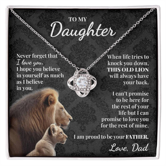 To My Daughter (From Dad) - Proud Old Lion - Love Knot Necklace