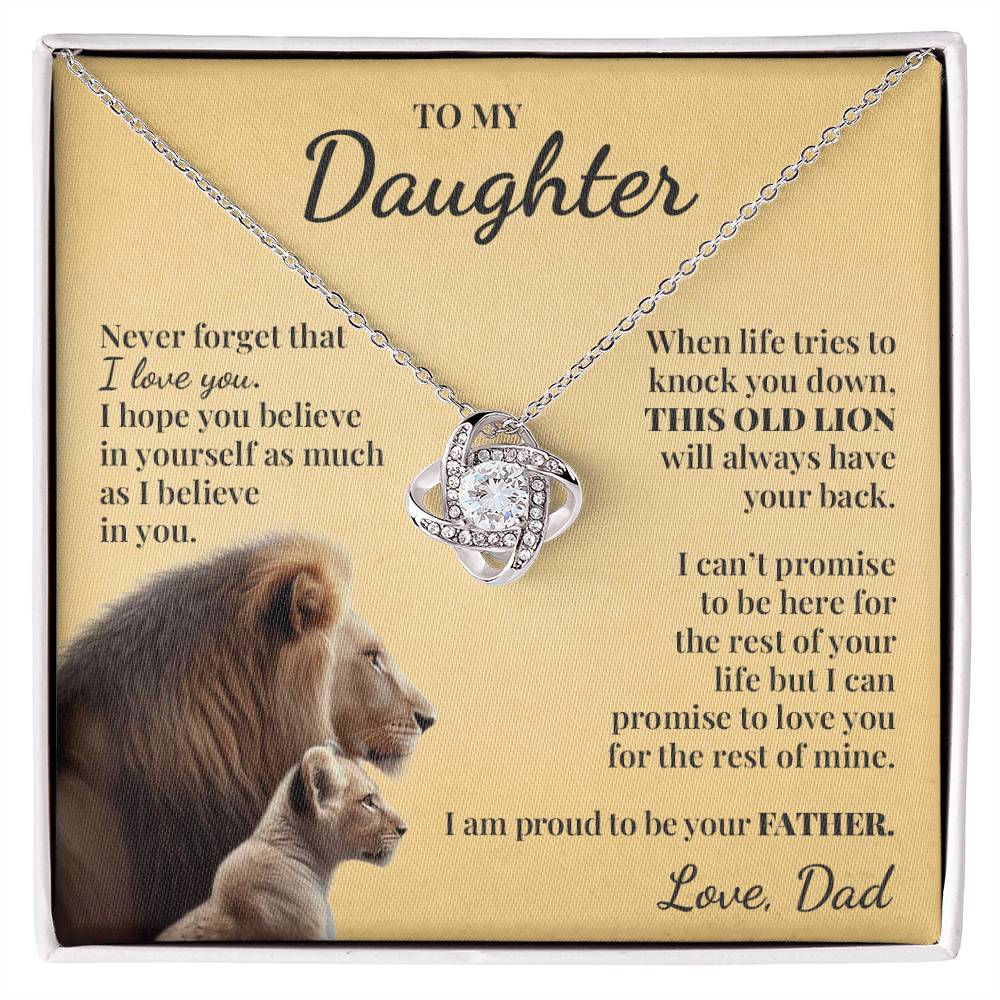 To My Daughter (From Dad) - Proud Old Lion - Love Knot Necklace