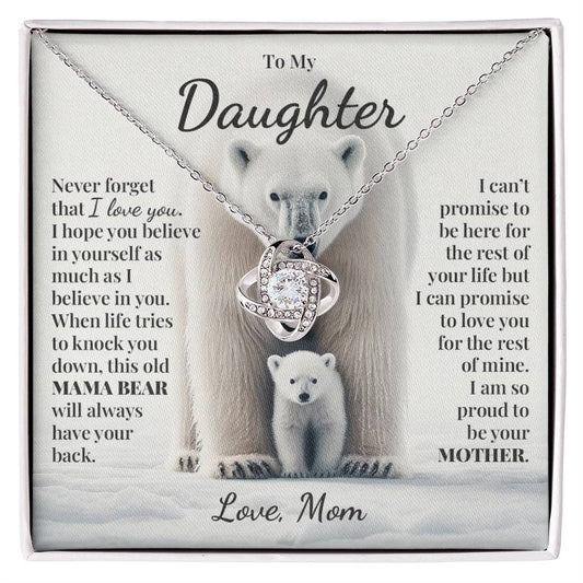 To My Daughter (From Mom) - This Old Mama Bear - Love Knot Necklace