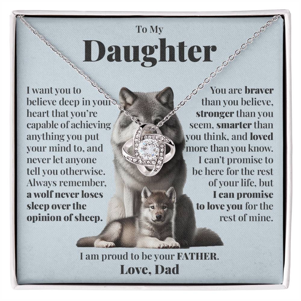 To Daughter (From Dad) - A Wolf - Love Knot Necklace