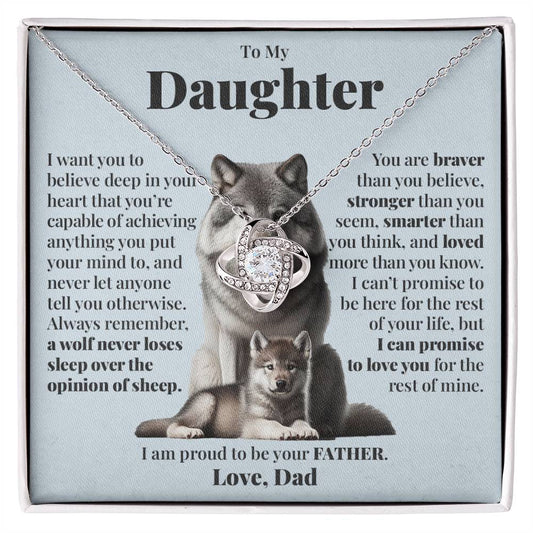 To Daughter (From Dad) - A Wolf - Love Knot Necklace